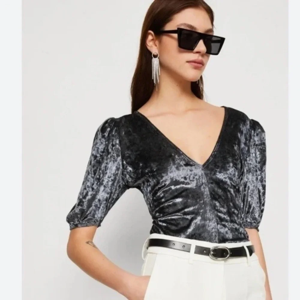 Free People Intimately Don’t You Wish Bodysuit Velvet Silver/Gray Size Large